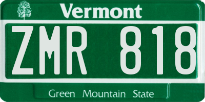 VT license plate ZMR818