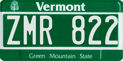 VT license plate ZMR822