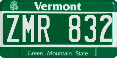 VT license plate ZMR832