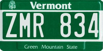 VT license plate ZMR834