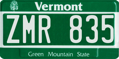 VT license plate ZMR835