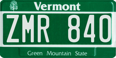 VT license plate ZMR840