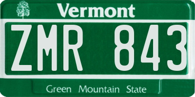 VT license plate ZMR843