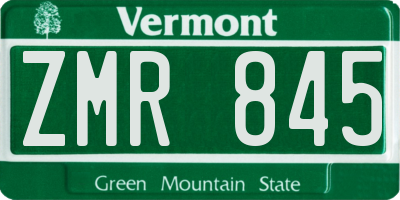 VT license plate ZMR845