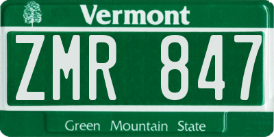 VT license plate ZMR847
