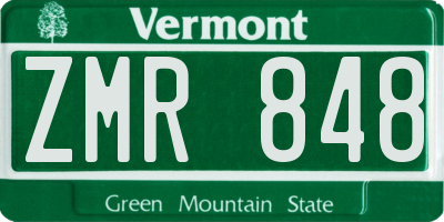 VT license plate ZMR848