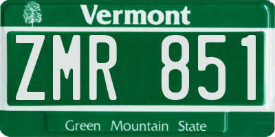 VT license plate ZMR851