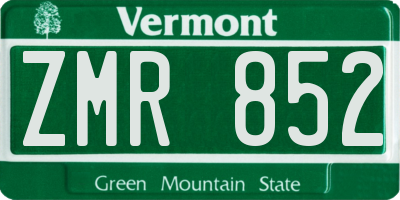 VT license plate ZMR852