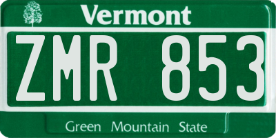 VT license plate ZMR853