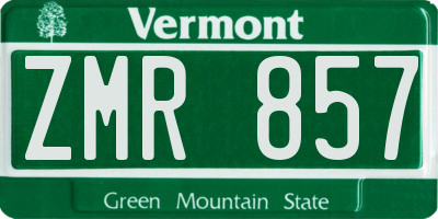 VT license plate ZMR857
