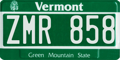 VT license plate ZMR858