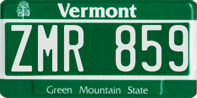 VT license plate ZMR859