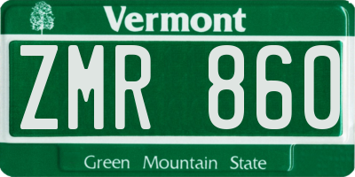 VT license plate ZMR860