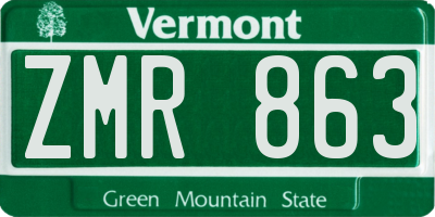 VT license plate ZMR863