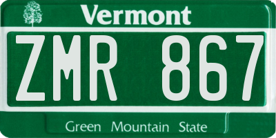 VT license plate ZMR867