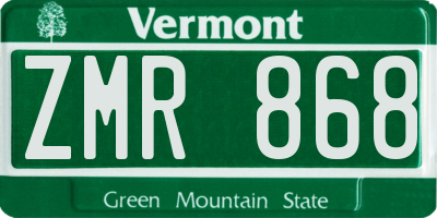 VT license plate ZMR868