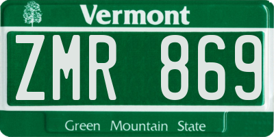 VT license plate ZMR869