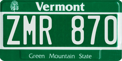VT license plate ZMR870
