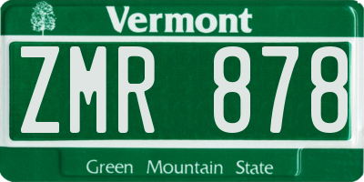 VT license plate ZMR878