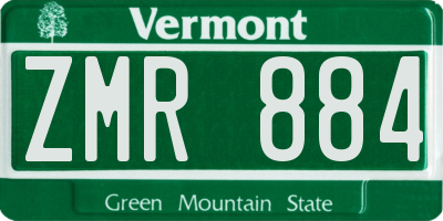 VT license plate ZMR884