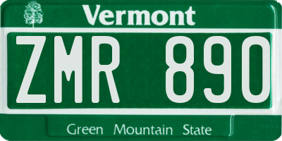 VT license plate ZMR890