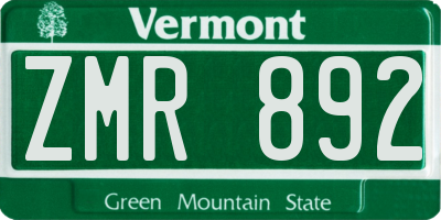 VT license plate ZMR892