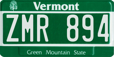 VT license plate ZMR894
