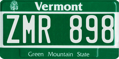VT license plate ZMR898