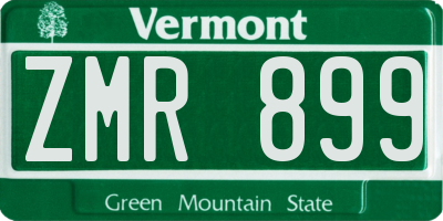 VT license plate ZMR899