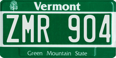 VT license plate ZMR904