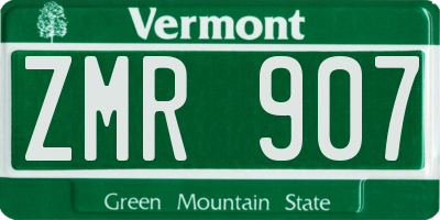 VT license plate ZMR907