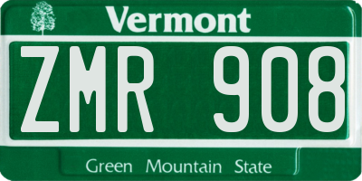 VT license plate ZMR908