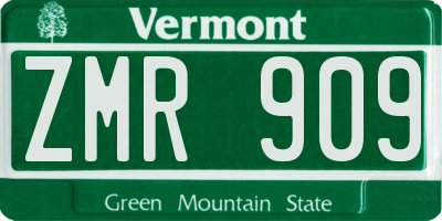 VT license plate ZMR909