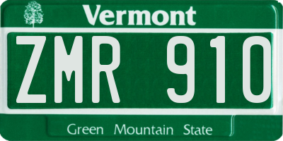 VT license plate ZMR910