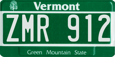 VT license plate ZMR912