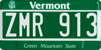 VT license plate ZMR913