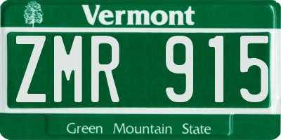 VT license plate ZMR915