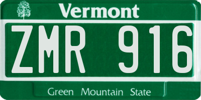 VT license plate ZMR916