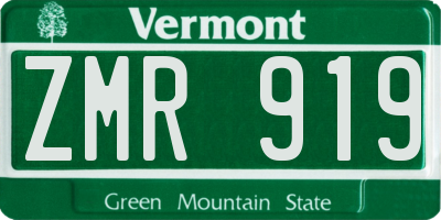 VT license plate ZMR919