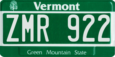 VT license plate ZMR922