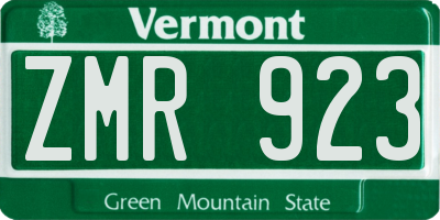 VT license plate ZMR923