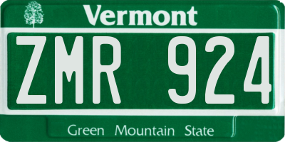 VT license plate ZMR924