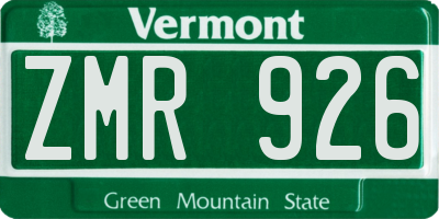 VT license plate ZMR926