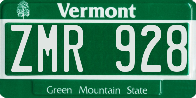 VT license plate ZMR928