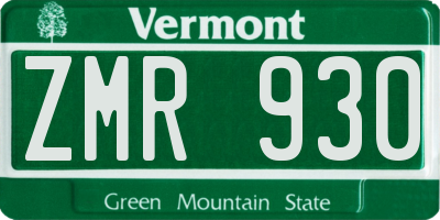 VT license plate ZMR930