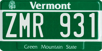 VT license plate ZMR931