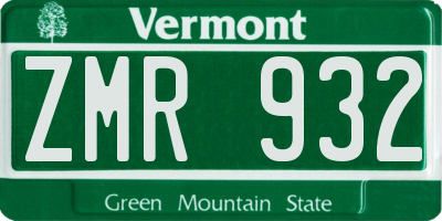 VT license plate ZMR932