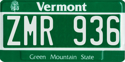 VT license plate ZMR936