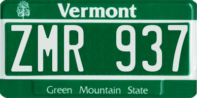 VT license plate ZMR937