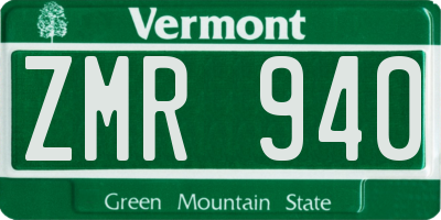 VT license plate ZMR940